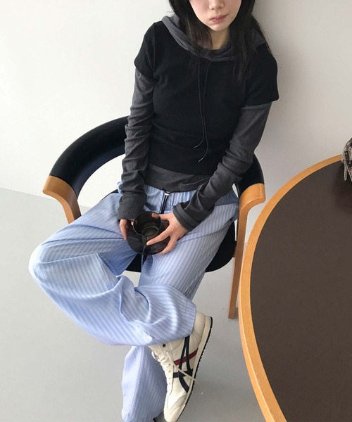 Doula Doula（ドゥーラドゥーラ）の「ストライプワイドリラックスパンツ（その他パンツ・レディース・ブルー/イエロー・FREE）」の13枚目の写真