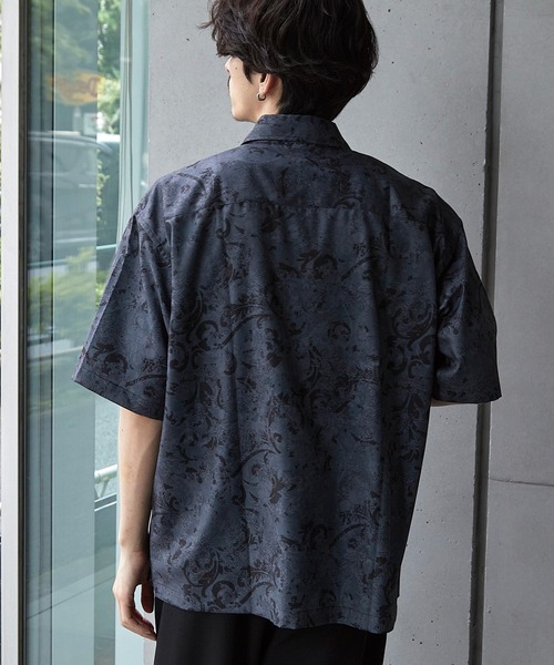 RATTLE TRAP(ラトルトラップ)の「ルーズシルエット 総柄レギュラーカラードレープ半袖シャツ(シャツ/ブラウス・メンズ・ブラック×ホワイト/ブラック×グレー/ブラック×イエロー/ブラック×ブラック/ブラック系その他/ブラック×レッド・S/M/L/LL)」の13枚目の写真