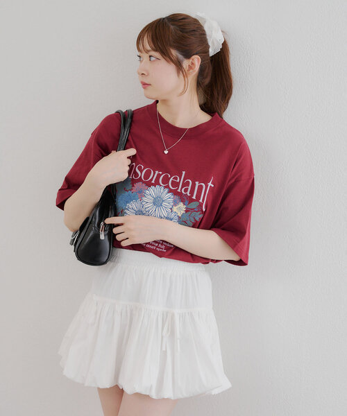 Another Branch olive des olive(アナザーブランチオリーブデオリーブ)の「アンティークフラワーBIGTシャツ(Tシャツ/カットソー・レディース・オフホワイト/スミクロ/ボルドー・FREE)」の17枚目の写真