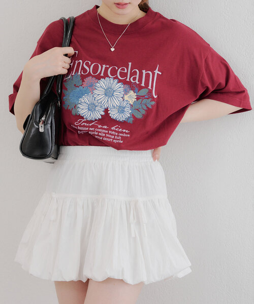 Another Branch olive des olive(アナザーブランチオリーブデオリーブ)の「アンティークフラワーBIGTシャツ(Tシャツ/カットソー・レディース・オフホワイト/スミクロ/ボルドー・FREE)」の18枚目の写真