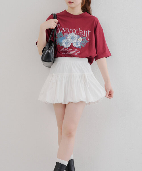 Another Branch olive des olive(アナザーブランチオリーブデオリーブ)の「アンティークフラワーBIGTシャツ(Tシャツ/カットソー・レディース・オフホワイト/スミクロ/ボルドー・FREE)」の19枚目の写真