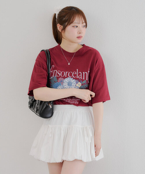 Another Branch olive des olive(アナザーブランチオリーブデオリーブ)の「アンティークフラワーBIGTシャツ(Tシャツ/カットソー・レディース・オフホワイト/スミクロ/ボルドー・FREE)」の21枚目の写真