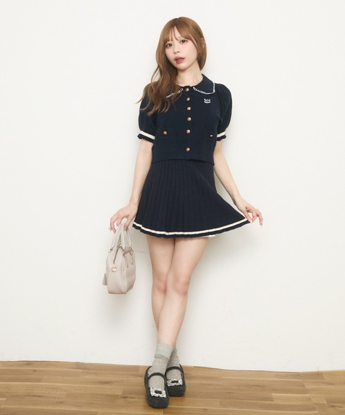 TITTY&CO.（ティティーアンドコー）の「半袖ニットポロセットアップ（ワンピース・レディース・アイボリー/ネイビー・FREE）」の11枚目の写真