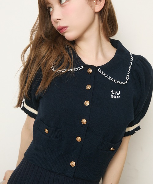 TITTY&CO.（ティティーアンドコー）の「半袖ニットポロセットアップ（ワンピース・レディース・アイボリー/ネイビー・FREE）」の12枚目の写真