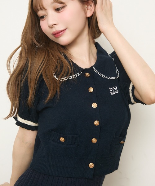 TITTY&CO.（ティティーアンドコー）の「半袖ニットポロセットアップ（ワンピース・レディース・アイボリー/ネイビー・FREE）」の13枚目の写真