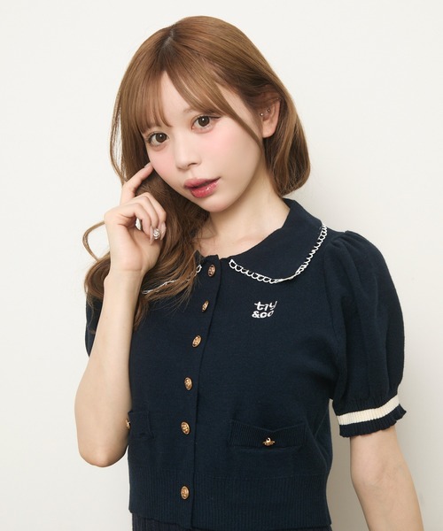 TITTY&CO.（ティティーアンドコー）の「半袖ニットポロセットアップ（ワンピース・レディース・アイボリー/ネイビー・FREE）」の15枚目の写真