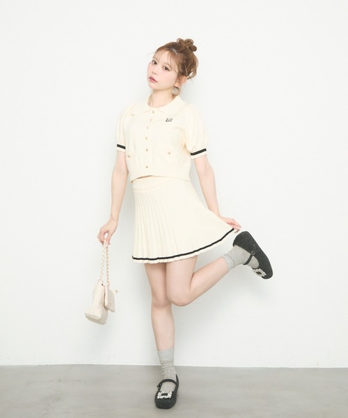 TITTY&CO.（ティティーアンドコー）の「半袖ニットポロセットアップ（ワンピース・レディース・アイボリー/ネイビー・FREE）」の19枚目の写真