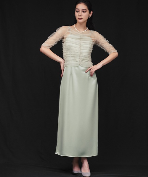 girl（ガール）の「リボンニュアンスビスチェ シアーインナー 2点セット トップス ブラウス 結婚式 ワンピース パーティードレス オケージョンドレス お呼ばれ 二次会 成人式 同窓会（シャツ/ブラウス・レディース・ブラック/チャコールグレー/ライトグレー/ベージュ・S/M/L）」の19枚目の写真