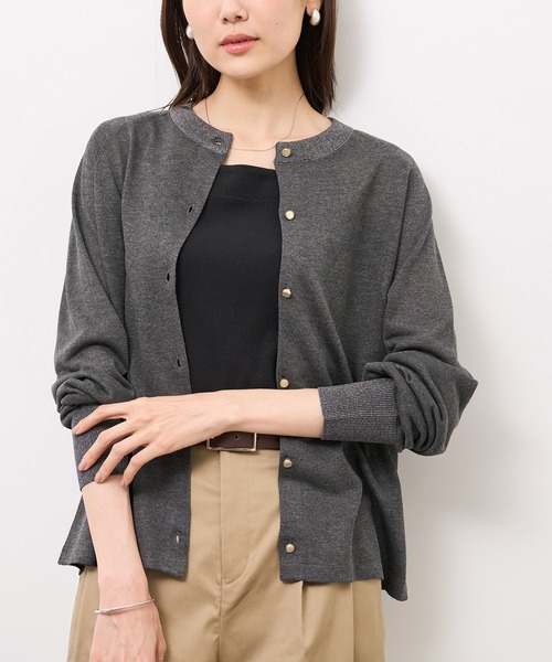 ROPE' PICNIC(ロペピクニック)の「【emur/エミュール】インターシャバックロゴカーディガン(カーディガン/ボレロ・レディース・ライトグレー/オフホワイト/チャコールグレー・38)」の6枚目の写真