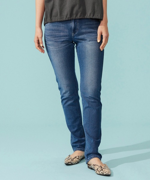 EDWIN(エドウィン)の「EDWIN LADIES ジャージーズ COOL スリムストレートデニムパンツ【涼】【速乾/ドライタッチ/蒸れにくい/軽量/夏用】(デニムパンツ・レディース・ベージュ/ブルー系その他2/ブルー系その他・X-SMALL/SMALL/MEDIUM/LARGE)」の3枚目の写真