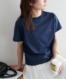 【WEB限定】線抜きハート刺繍コンパクト半袖Tシャツ