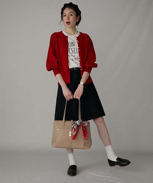 BONLECILL Marche(ボンルシールマルシェ)の「【BONLECILL Marche】《A4収納可能》ひねり金具ショルダートートバッグ(ショルダーバッグ・レディース・ブラック/ベージュ/ブラウン・FREE)」の20枚目の写真