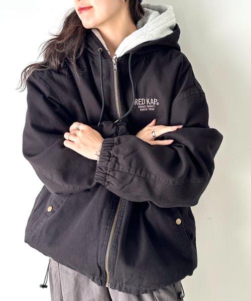 RED KAP(レッドキャップ)の「RED KAP(レッドキャップ)/ルーズフィット フーデットジャケット ダックジャケット(ブルゾン・レディース・ブラック/ベージュ・M/L/XL)」の8枚目の写真