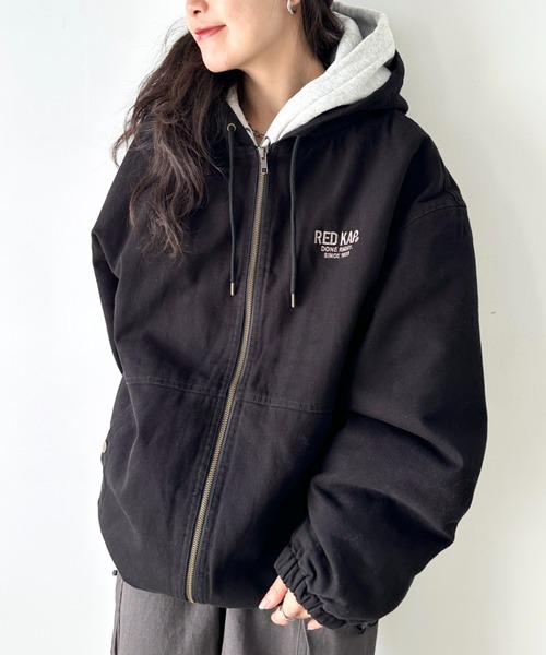 RED KAP(レッドキャップ)の「RED KAP(レッドキャップ)/ルーズフィット フーデットジャケット ダックジャケット(ブルゾン・レディース・ブラック/ベージュ・M/L/XL)」の7枚目の写真