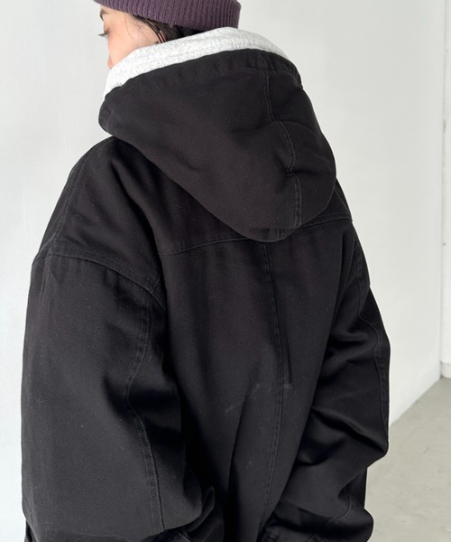 RED KAP(レッドキャップ)の「RED KAP(レッドキャップ)/ルーズフィット フーデットジャケット ダックジャケット(ブルゾン・レディース・ブラック/ベージュ・M/L/XL)」の11枚目の写真