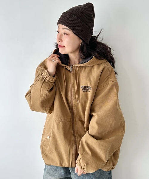 RED KAP(レッドキャップ)の「RED KAP(レッドキャップ)/ルーズフィット フーデットジャケット ダックジャケット(ブルゾン・レディース・ブラック/ベージュ・M/L/XL)」の21枚目の写真