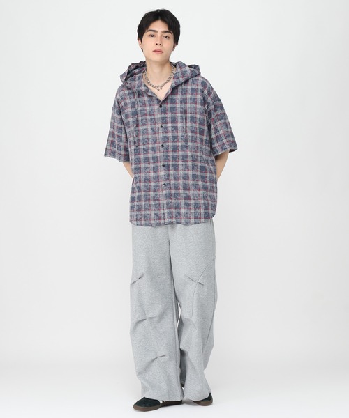 3.3 Field Trip （3.3フィールドトリップ）の「3.3 Field Trip／チェックフード半袖シャツ（シャツ/ブラウス・メンズ・ネイビー/ブラウン・MEDIUM/LARGE）」の10枚目の写真