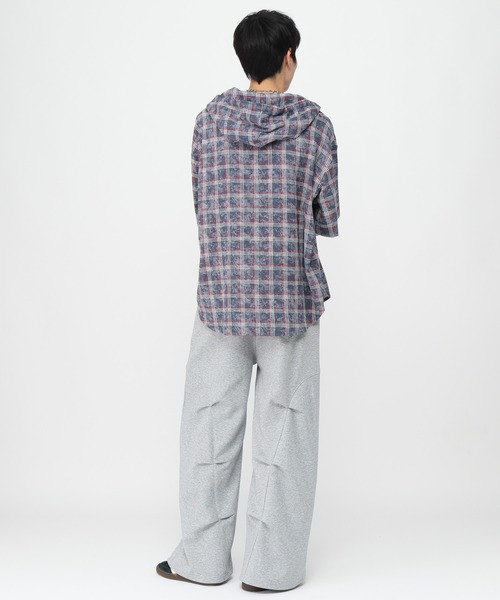 3.3 Field Trip （3.3フィールドトリップ）の「3.3 Field Trip／チェックフード半袖シャツ（シャツ/ブラウス・メンズ・ネイビー/ブラウン・MEDIUM/LARGE）」の12枚目の写真