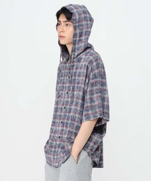 3.3 Field Trip （3.3フィールドトリップ）の「3.3 Field Trip／チェックフード半袖シャツ（シャツ/ブラウス・メンズ・ネイビー/ブラウン・MEDIUM/LARGE）」の14枚目の写真