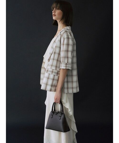LAGUNAMOON（ラグナムーン）の「ハーフスリーブチェックジャケット（テーラードジャケット・レディース・ブラウン/アイボリー・FREE）」の11枚目の写真