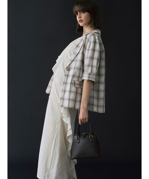 LAGUNAMOON（ラグナムーン）の「ハーフスリーブチェックジャケット（テーラードジャケット・レディース・ブラウン/アイボリー・FREE）」の12枚目の写真