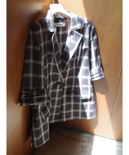 LAGUNAMOON（ラグナムーン）の「ハーフスリーブチェックジャケット（テーラードジャケット・レディース・ブラウン/アイボリー・FREE）」の15枚目の写真