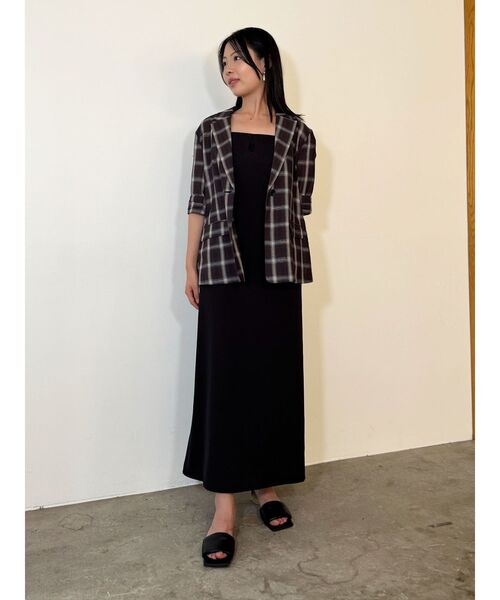 LAGUNAMOON（ラグナムーン）の「ハーフスリーブチェックジャケット（テーラードジャケット・レディース・ブラウン/アイボリー・FREE）」の17枚目の写真
