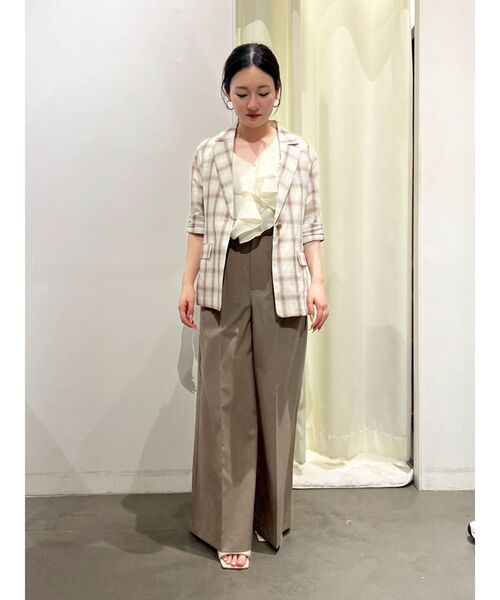 LAGUNAMOON（ラグナムーン）の「ハーフスリーブチェックジャケット（テーラードジャケット・レディース・ブラウン/アイボリー・FREE）」の18枚目の写真