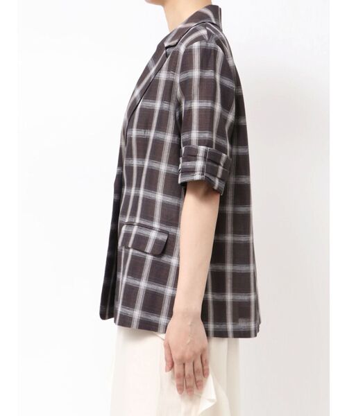 LAGUNAMOON（ラグナムーン）の「ハーフスリーブチェックジャケット（テーラードジャケット・レディース・ブラウン/アイボリー・FREE）」の20枚目の写真