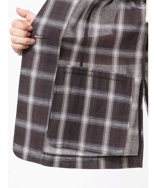 LAGUNAMOON（ラグナムーン）の「ハーフスリーブチェックジャケット（テーラードジャケット・レディース・ブラウン/アイボリー・FREE）」の5枚目の写真