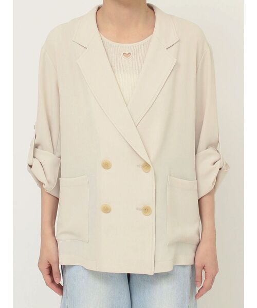 LAGUNAMOON(ラグナムーン)の「ロールアップジャケット(テーラードジャケット・レディース・ネイビー/ベージュ・FREE)」の7枚目の写真