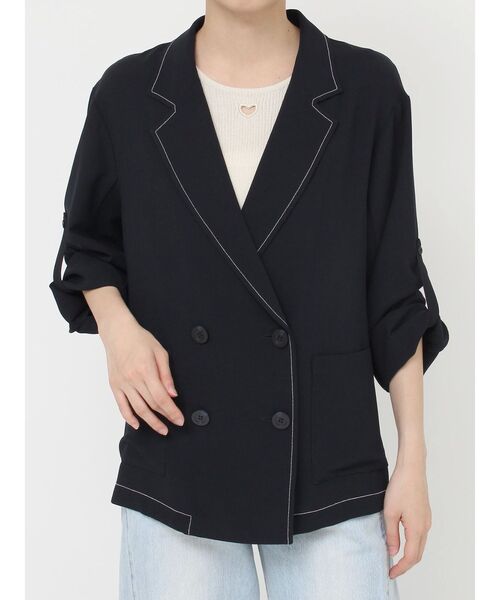 LAGUNAMOON(ラグナムーン)の「ロールアップジャケット(テーラードジャケット・レディース・ネイビー/ベージュ・FREE)」の20枚目の写真