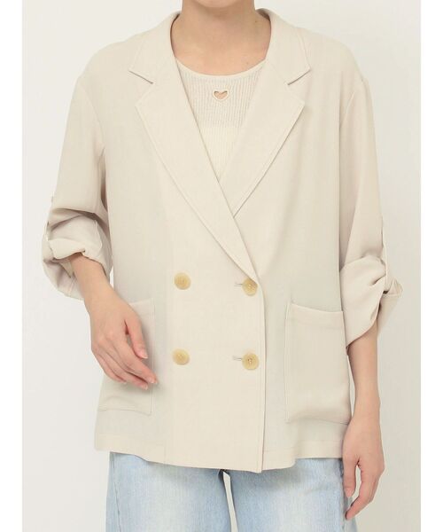 LAGUNAMOON(ラグナムーン)の「ロールアップジャケット(テーラードジャケット・レディース・ネイビー/ベージュ・FREE)」の21枚目の写真