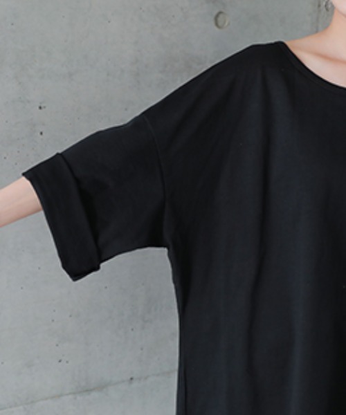 HUG.U（ハグユー）の「前後2way ゆるーず カットソー（Tシャツ/カットソー・レディース・ホワイト/ブラック/モカ/オリーブ/ダークグレー/グレイッシュブルー・FREE）」の10枚目の写真
