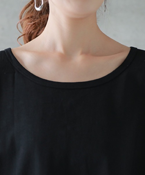 HUG.U（ハグユー）の「前後2way ゆるーず カットソー（Tシャツ/カットソー・レディース・ホワイト/ブラック/モカ/オリーブ/ダークグレー/グレイッシュブルー・FREE）」の11枚目の写真