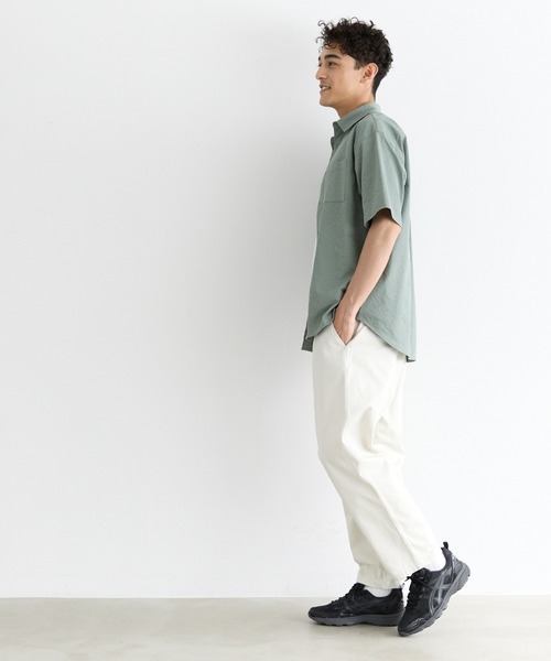 coca（coca）（コカ）の「楊柳半袖シャツ（シャツ/ブラウス・メンズ・ライトベージュ/ライトグリーン・L/M/XL）」の3枚目の写真