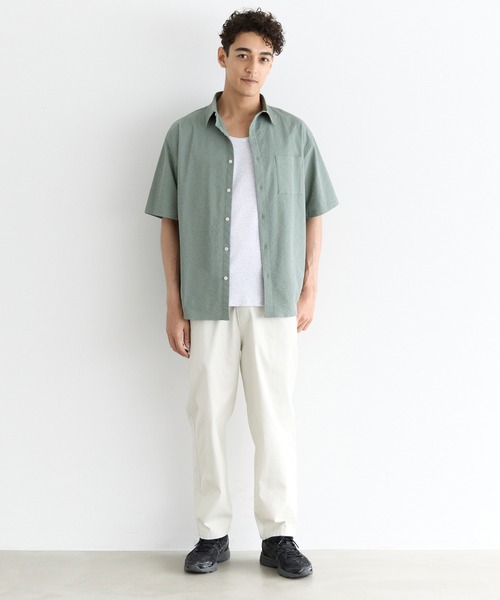 coca（coca）（コカ）の「楊柳半袖シャツ（シャツ/ブラウス・メンズ・ライトベージュ/ライトグリーン・L/M/XL）」の5枚目の写真