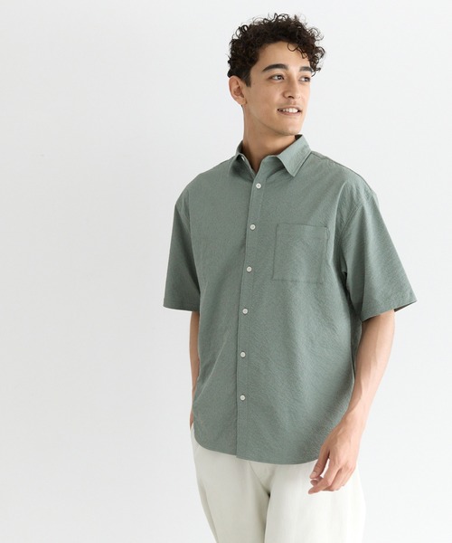 coca（coca）（コカ）の「楊柳半袖シャツ（シャツ/ブラウス・メンズ・ライトベージュ/ライトグリーン・L/M/XL）」の6枚目の写真