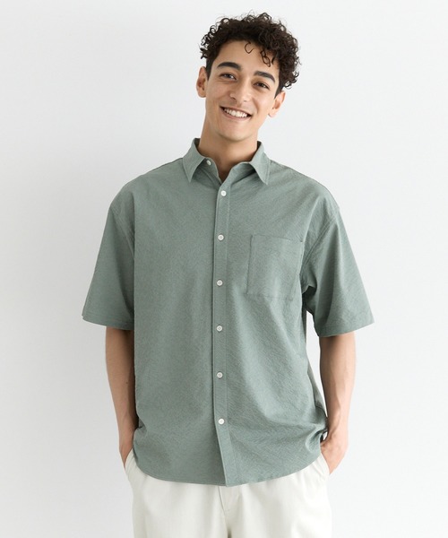 coca（coca）（コカ）の「楊柳半袖シャツ（シャツ/ブラウス・メンズ・ライトベージュ/ライトグリーン・L/M/XL）」の7枚目の写真