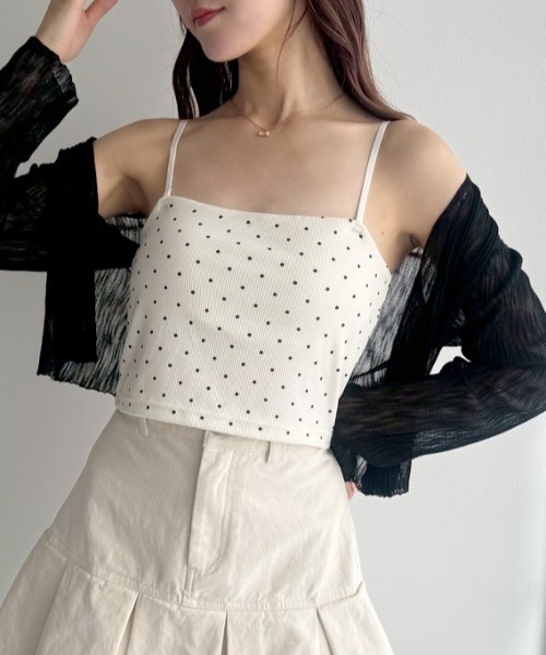 one after another NICE CLAUP（ワンアフターアナザーナイスクラップ）の「カップ付きキャミソール（キャミソール・レディース・ベージュ/ブラック/オフホワイト/ドット・FREE）」の4枚目の写真