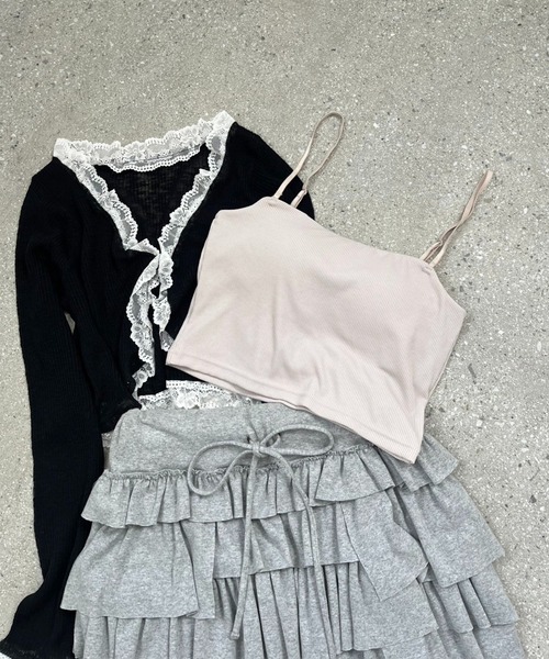 one after another NICE CLAUP（ワンアフターアナザーナイスクラップ）の「カップ付きキャミソール（キャミソール・レディース・ベージュ/ブラック/オフホワイト/ドット・FREE）」の7枚目の写真