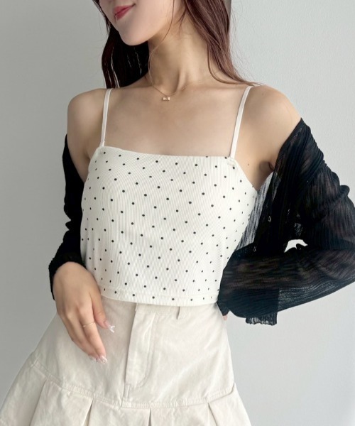 one after another NICE CLAUP（ワンアフターアナザーナイスクラップ）の「カップ付きキャミソール（キャミソール・レディース・ベージュ/ブラック/オフホワイト/ドット・FREE）」の18枚目の写真