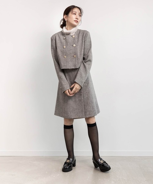 RANDA(ランダ)の「2ピースジャケットミニワンピース(ワンピース・レディース・グレー/ベージュ/ブラック・0/1)」の3枚目の写真