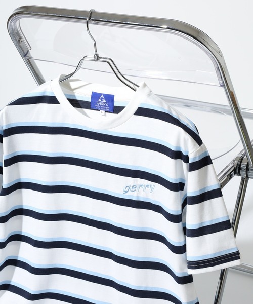 GERRY(ジェリー)の「GERRY ビッグシルエット レトロ ボーダー 半袖 Tシャツ(Tシャツ/カットソー・メンズ・ブルー/ホワイト/グレー・M/L/LL)」の2枚目の写真
