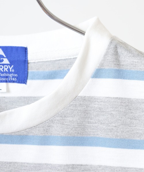 GERRY(ジェリー)の「GERRY ビッグシルエット レトロ ボーダー 半袖 Tシャツ(Tシャツ/カットソー・メンズ・ブルー/ホワイト/グレー・M/L/LL)」の7枚目の写真