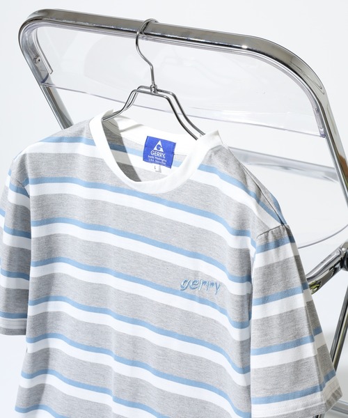 GERRY(ジェリー)の「GERRY ビッグシルエット レトロ ボーダー 半袖 Tシャツ(Tシャツ/カットソー・メンズ・ブルー/ホワイト/グレー・M/L/LL)」の15枚目の写真