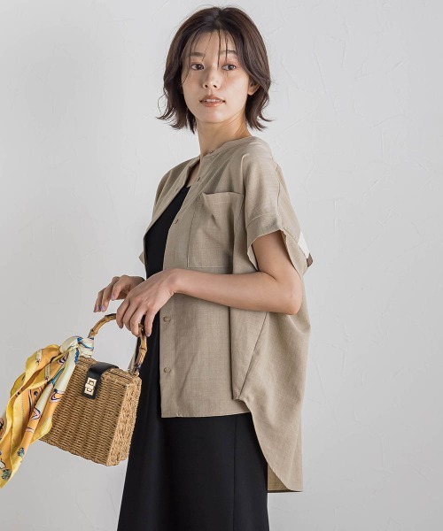 Droite lautreamont(ドロワットロートレアモン)の「【WEB限定】麻調バックヨークテープ切替えブラウス≪洗濯機で洗える≫(シャツ/ブラウス・レディース・オフホワイト/ブラック/ベージュ・M)」の3枚目の写真