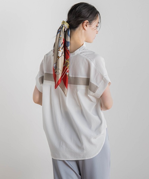 Droite lautreamont(ドロワットロートレアモン)の「【WEB限定】麻調バックヨークテープ切替えブラウス≪洗濯機で洗える≫(シャツ/ブラウス・レディース・オフホワイト/ブラック/ベージュ・M)」の1枚目の写真