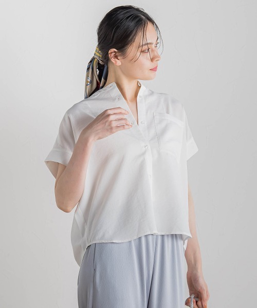 Droite lautreamont(ドロワットロートレアモン)の「【WEB限定】麻調バックヨークテープ切替えブラウス≪洗濯機で洗える≫(シャツ/ブラウス・レディース・オフホワイト/ブラック/ベージュ・M)」の4枚目の写真