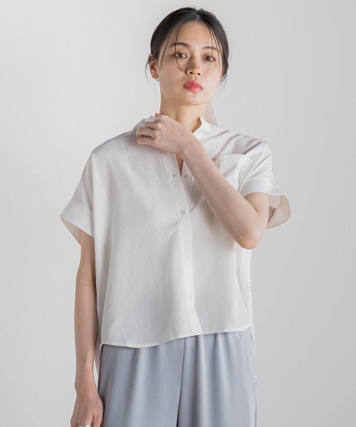 Droite lautreamont(ドロワットロートレアモン)の「【WEB限定】麻調バックヨークテープ切替えブラウス≪洗濯機で洗える≫(シャツ/ブラウス・レディース・オフホワイト/ブラック/ベージュ・M)」の5枚目の写真